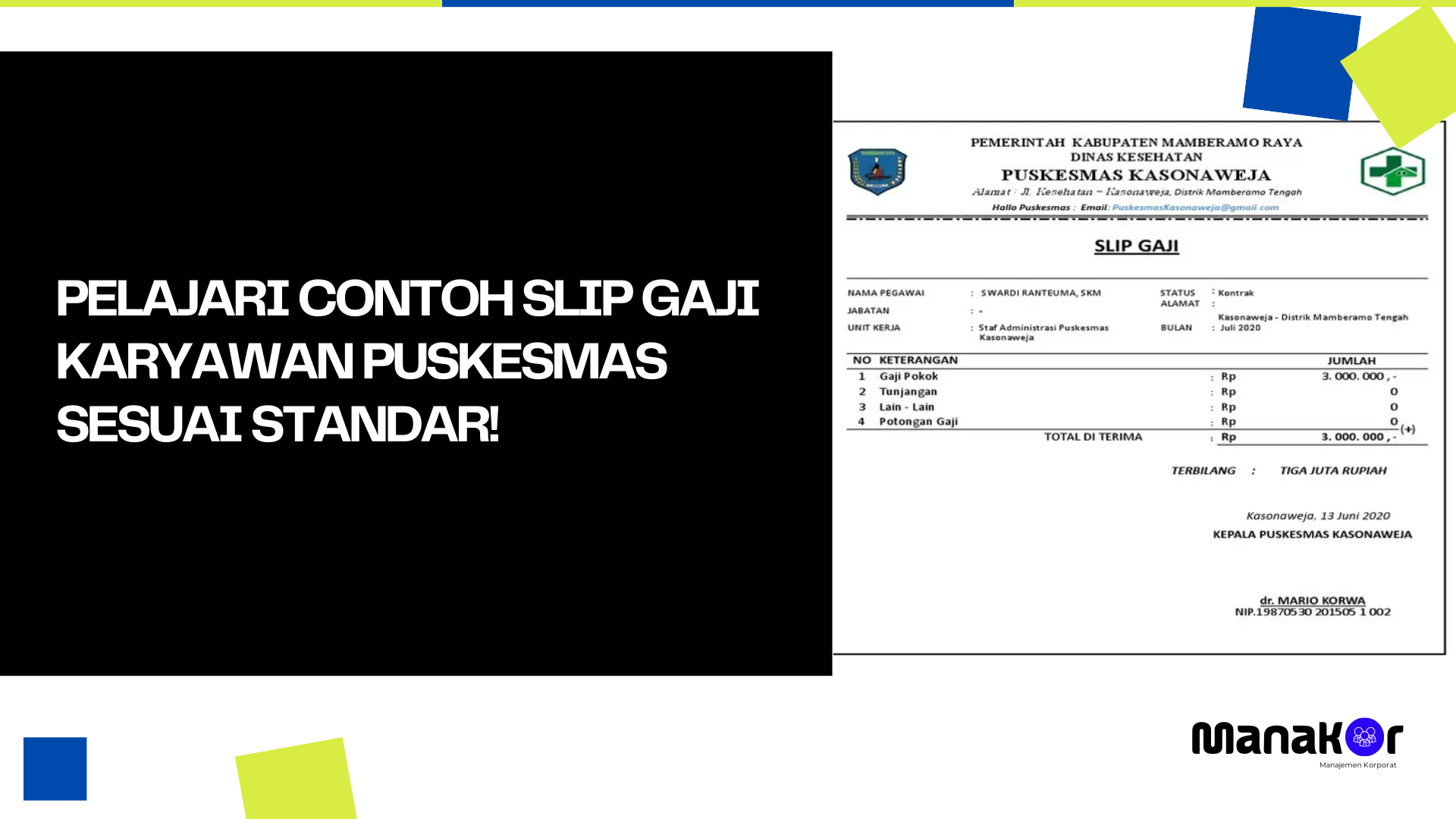 Contoh Slip Gaji Karyawan Puskesmas